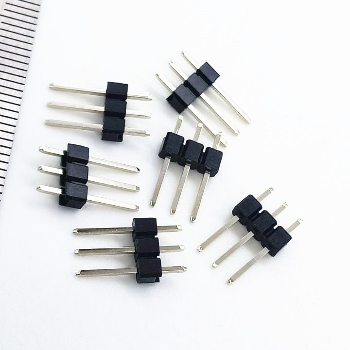 Custom made 2.54 mm vertical male pin headers 3 pin 12.54mm length male pin header connector