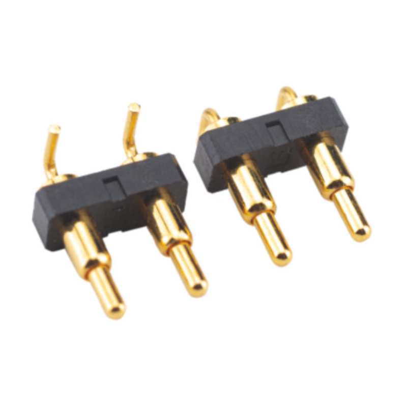 Spring loaded connector 2P 3.5mm pitch pogo pin R/A Dip type