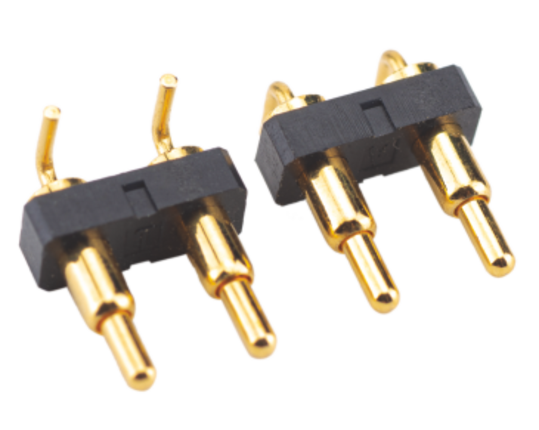 Spring loaded connector 2P 3.5mm pitch pogo pin R/A Dip type